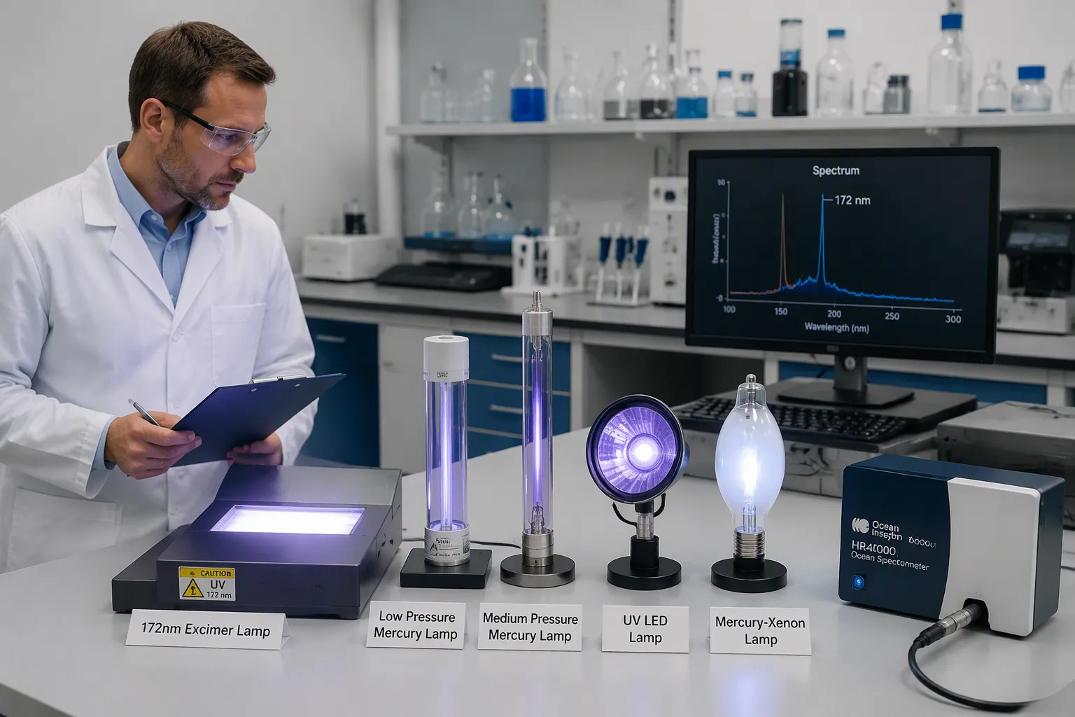 Wie schneidet eine 172-nm-Excimerlampe im Vergleich zu anderen UV-Lampen ab?